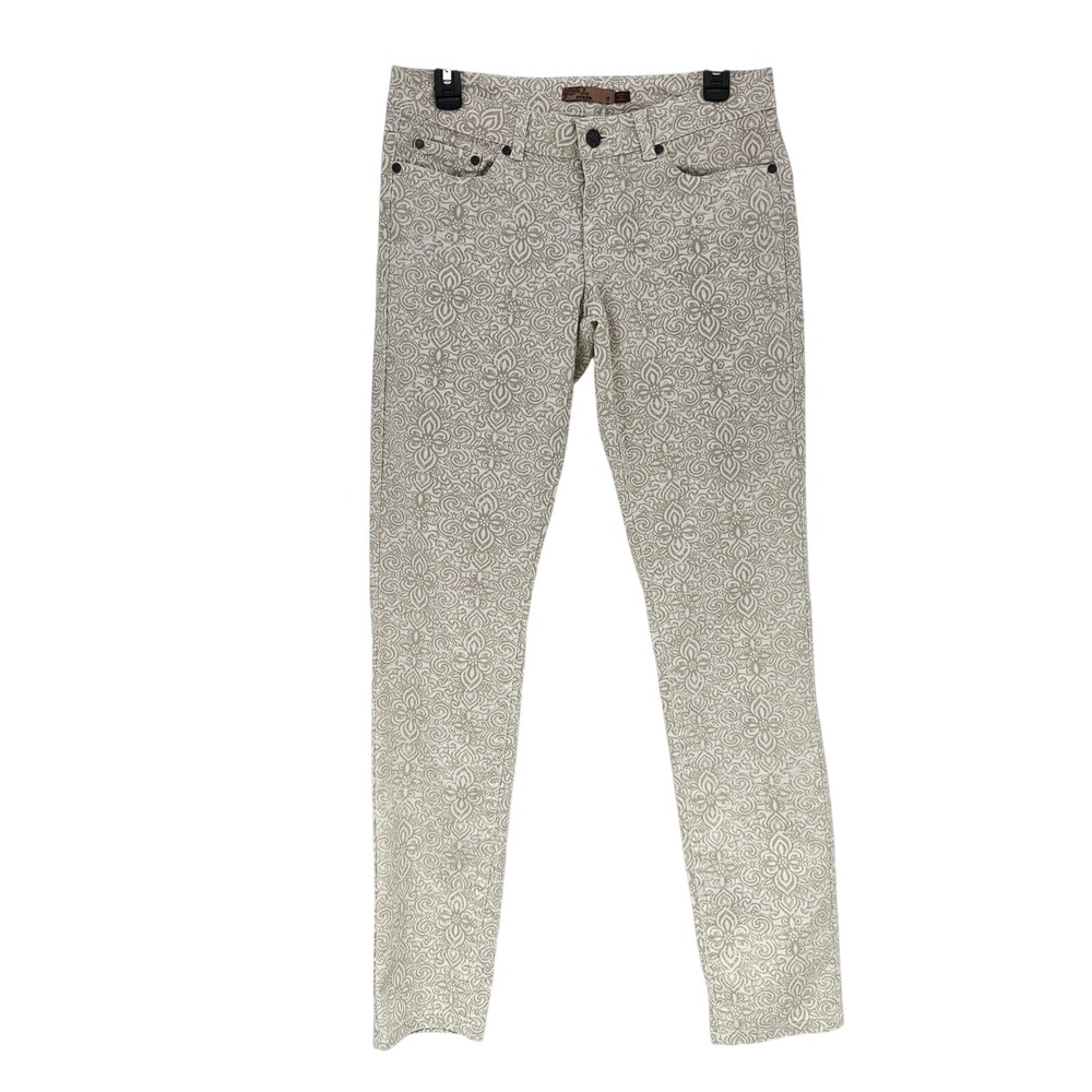 Prana Breathe Pants Beige Print Casual Everyday Comfort Stretch Size 6‎